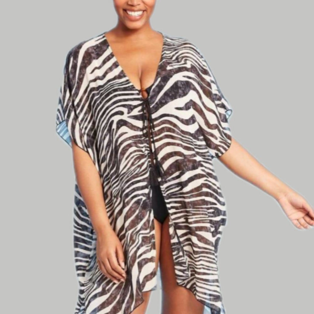 NWT Plus Size Animal Print Zebra Swimsuit Cover-up